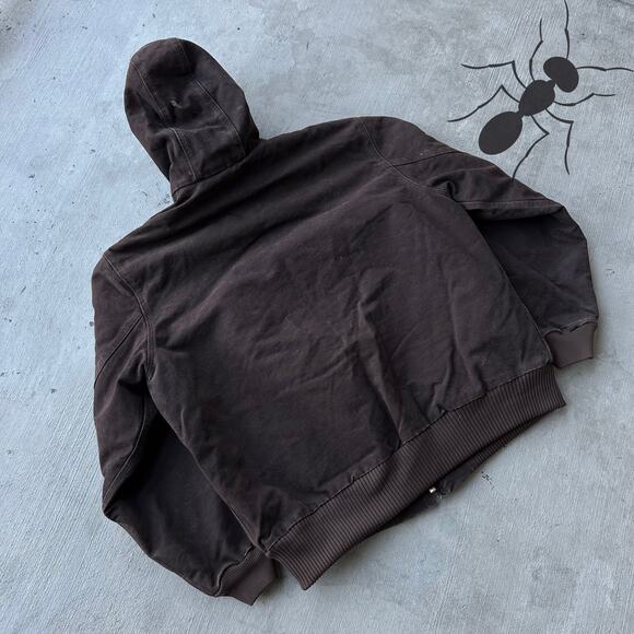 Vintage Y2K Carhartt J130 DKB brown hooded work wear jacket - Picture 7 of 9